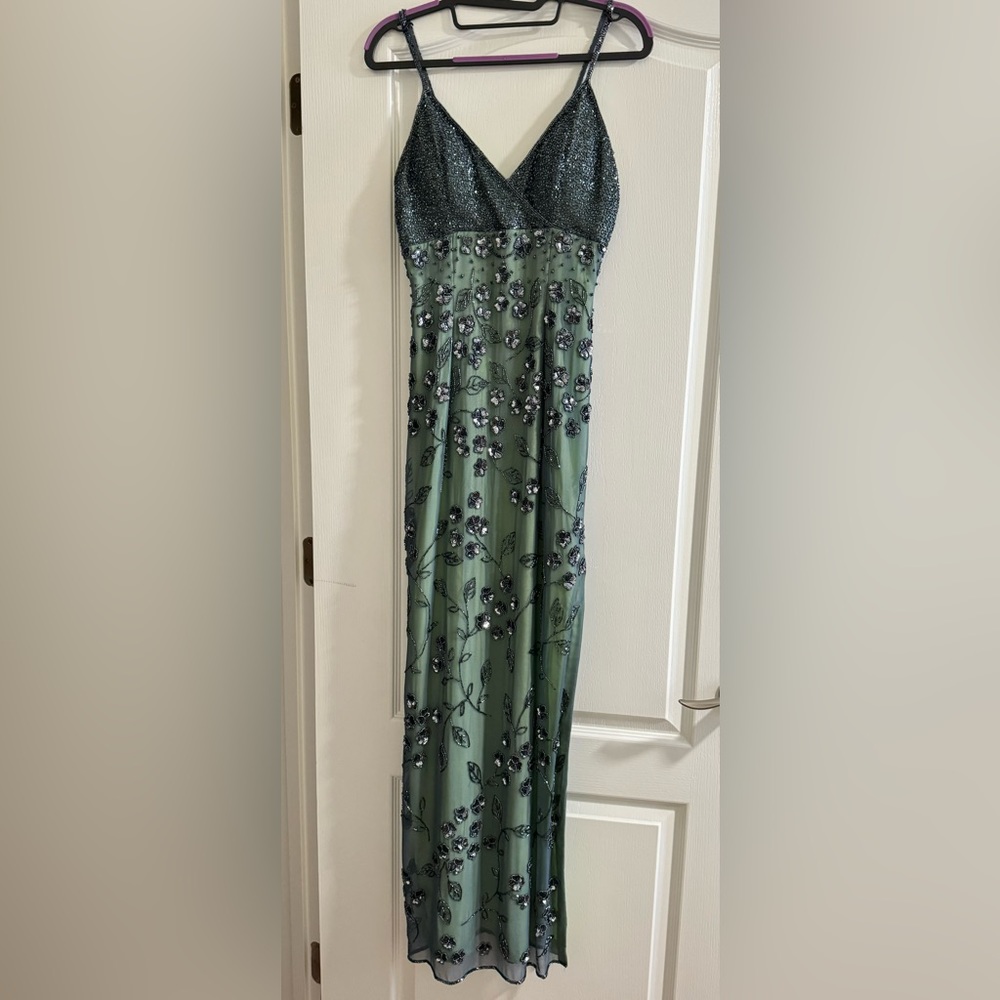 Beautiful Silk “Cache“ formal dress. Size Small but fits like a 2.
